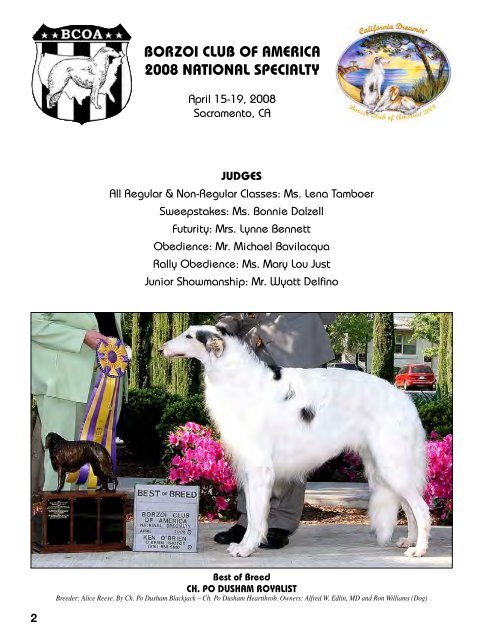 2008 National Supplement - Borzoi Club of America