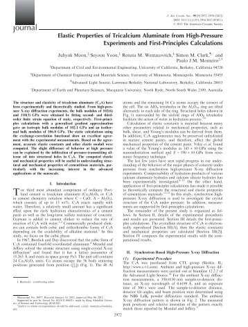 Elastic Properties of Tricalcium Aluminate from High-Pressure ...