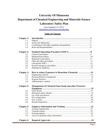 Laboratory Safety Plan - CEMS - University of Minnesota