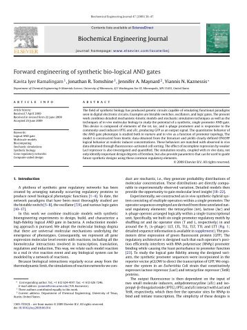 Biochemical Engineering Journal Forward engineering of synthetic ...
