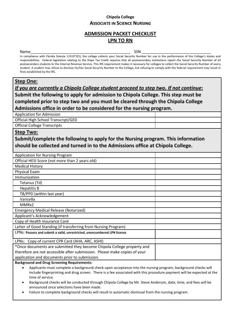 Lpn To Rn - Chipola College