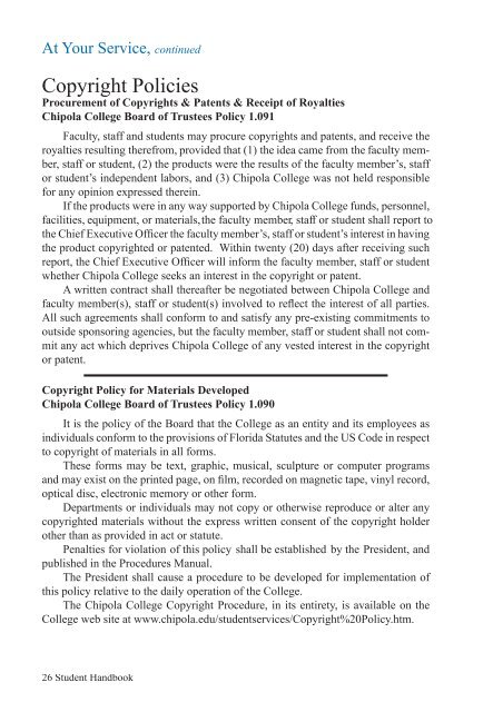 Student Handbook - Chipola College