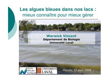 Les algues bleues dans nos lacs : mieux connaître pour ... - CRE