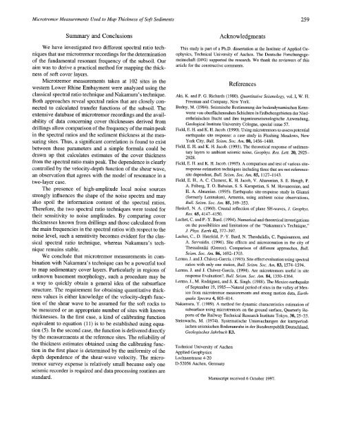 Microtremor Measurements Used to Map Thickness of Soft Sediments