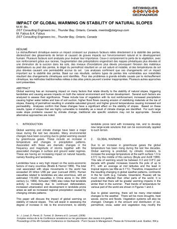 Impact of global warming on stability of natural slopes