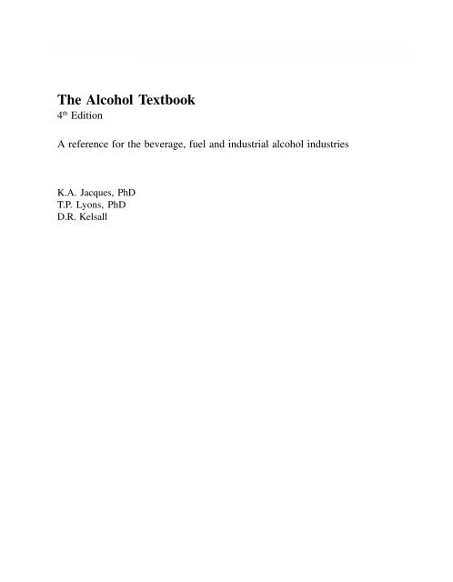 THE ALCOHOL TEXTBOOK THE ALCOHOL TEXTBOOK