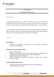 FICHE DE POSTE DEVELOPPEUR INFORMATIQUE Mission de ...