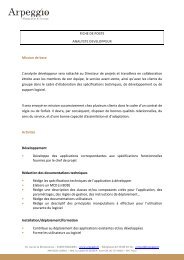 FICHE DE POSTE ANALYSTE DEVELOPPEUR Mission de base L ...