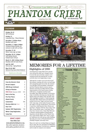 MEMORIES FOR A LIFETIME - Phantom Lake YMCA Camp