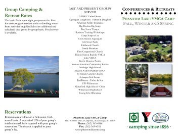 Groups Brochure - Phantom Lake YMCA Camp