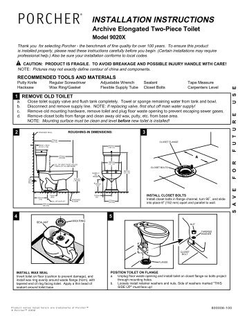 INSTALLATION INSTRUCTIONS - Porcher