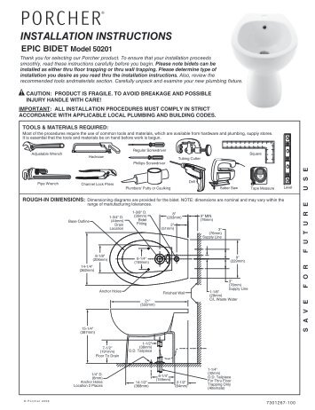 INSTALLATION INSTRUCTIONS - Porcher