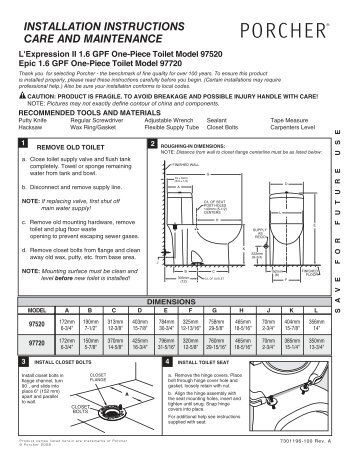 installation instructions care and maintenance - Porcher