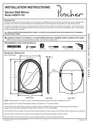 INSTALLATION INSTRUCTIONS - Porcher