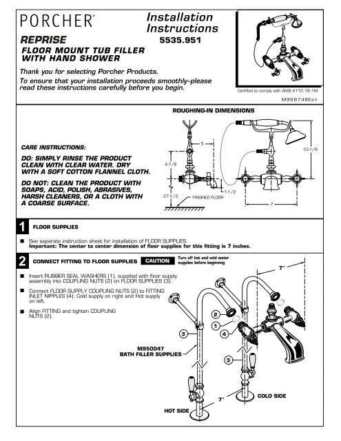 Installation Instructions - Porcher