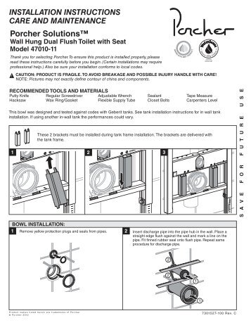 Installation Instructions - Porcher