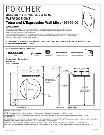 Tetsu and L'Expression Wall Mirror 95190-00 ASSEMBLY ... - Porcher