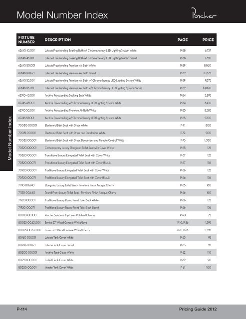 2012 Jado Porcher Pricebook