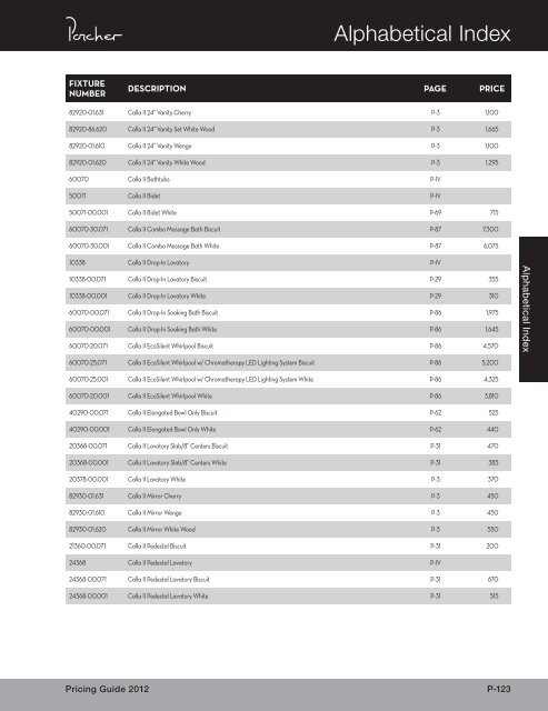 2012 Jado Porcher Pricebook