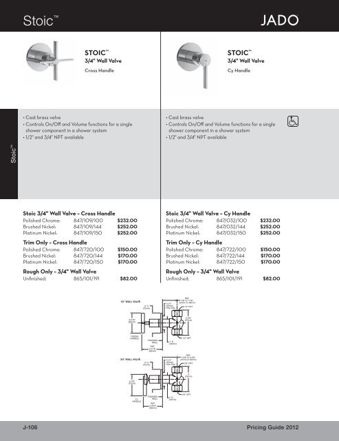 2012 Jado Porcher Pricebook