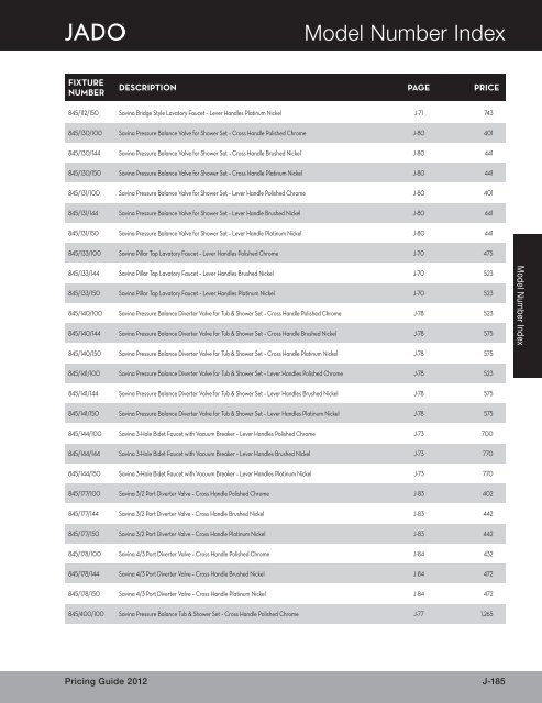 2012 Jado Porcher Pricebook