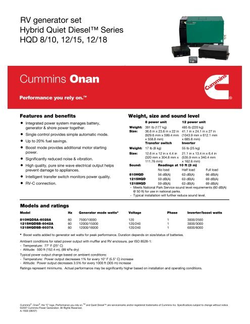 RV generator set Hybrid Quiet Dieselâ ¢ Series HQD - Triport.net