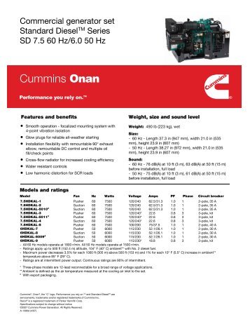 Commercial generator set Standard DieselTM ... - Cummins Onan