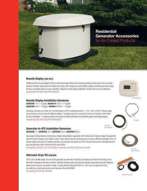Residential Generator Accessories For Air Cooled Cummins Onan