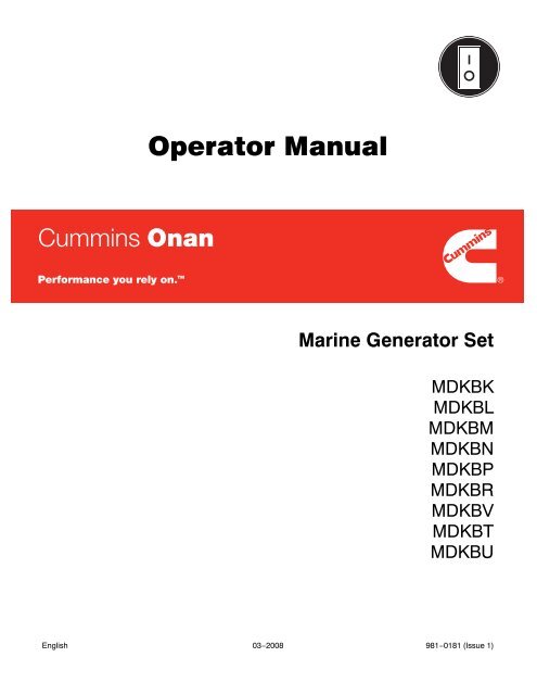 Operator Manual - Cummins Onan