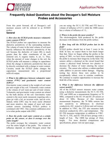 Frequently Asked Questions about the Decagon's Soil Moisture ...