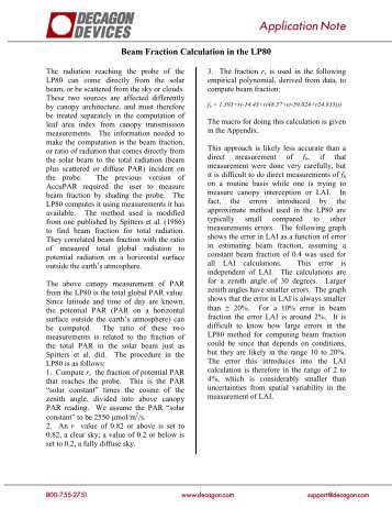 Beam Fraction Calculation in the LP80 - Decagon Devices, Inc.