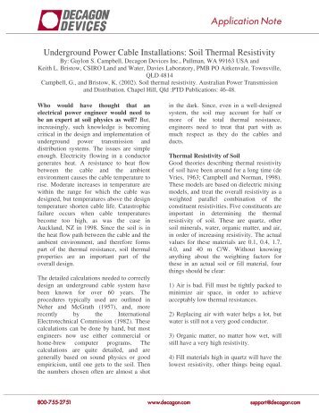 Soil Thermal Resistivity (13476-00 AN). - Decagon Devices, Inc.