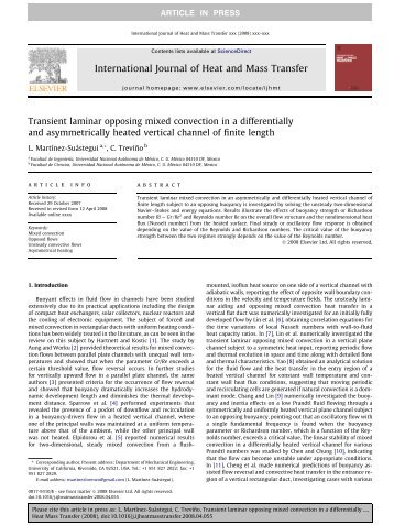 Transient laminar opposing mixed convection in a differentially and ...