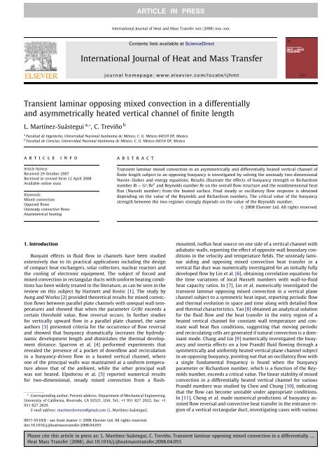 Transient laminar opposing mixed convection in a differentially and ...
