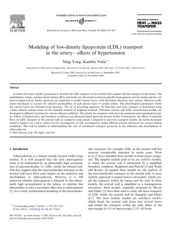 Modeling of low-density lipoprotein - Bourns College of Engineering