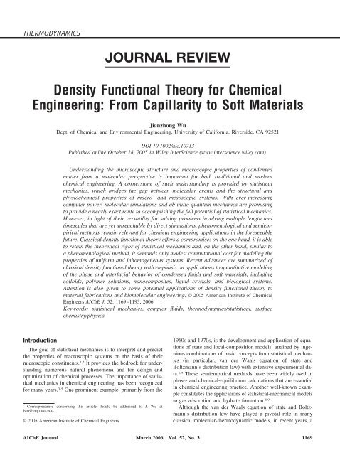Density functional theory for chemical engineering: From capillarity ...