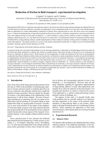 Reduction of friction in fluid transport: experimental ... - E-journal