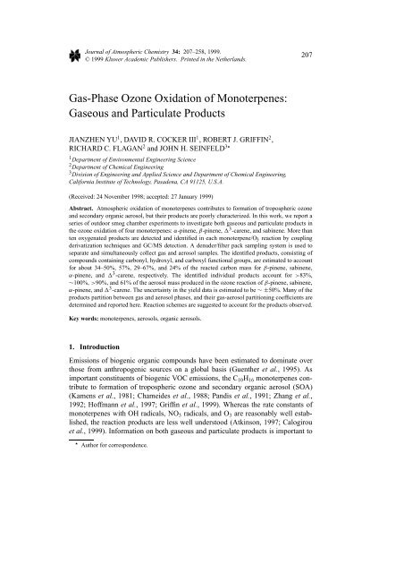 Gas-Phase Ozone Oxidation of Monoterpenes: Gaseous and ...