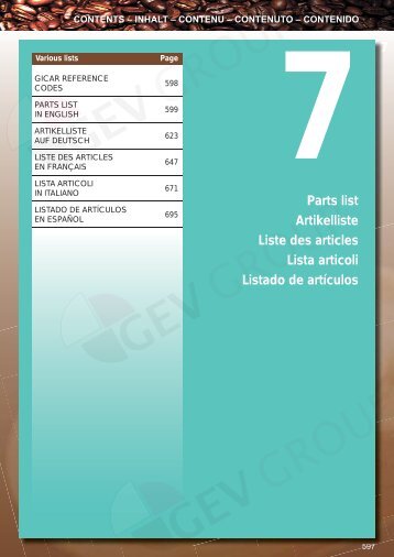 Parts list Artikelliste Liste des articles Lista articoli Listado de ...