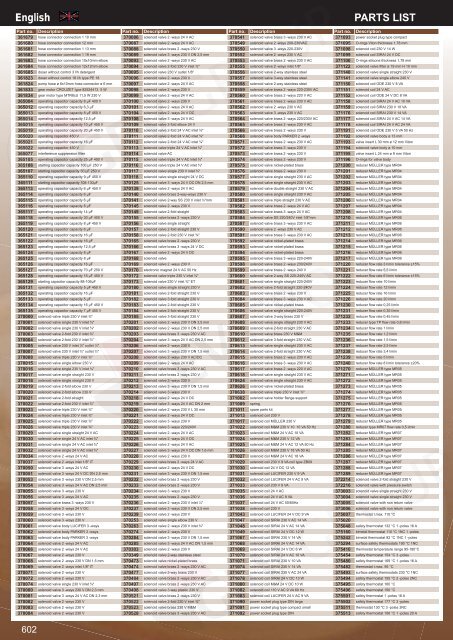 PARTS LIST English