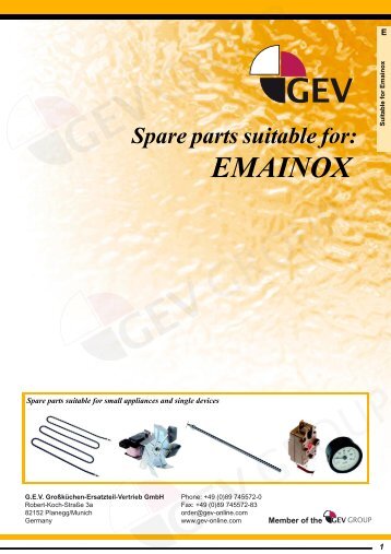 Spare parts suitable for: EMAINOX - GEV GmbH - Catering Spares