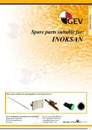 Spare parts suitable for: INOKSAN - GEV GmbH - Catering Spares