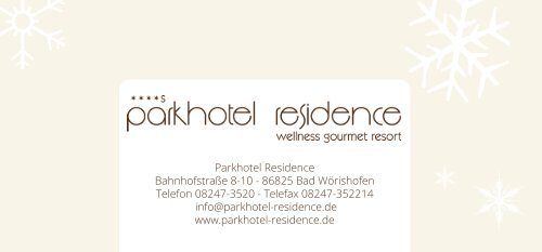 Weihnachten und Silvester im Parkhotel Residence