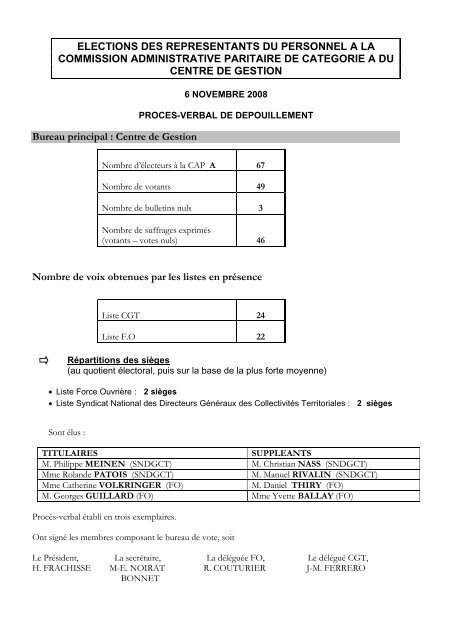 ELECTIONS DES REPRESENTANTS DU PERSONNEL A ... - CDG90