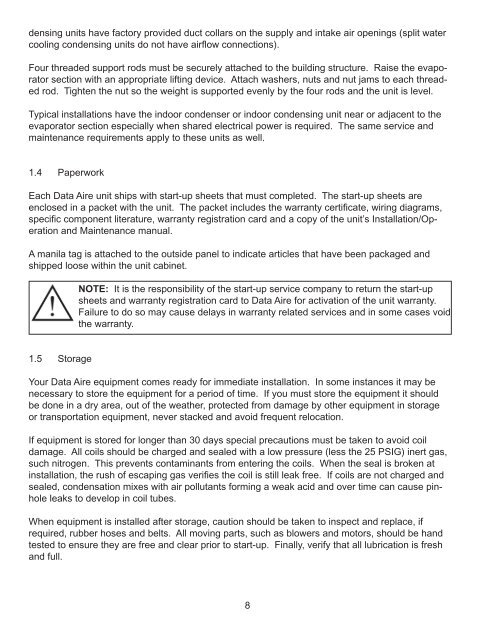 Installation, Operation and Maintenance Manual - Data Aire