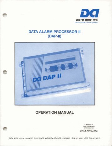 DATA ALARM PROCESSOR-II (DAP-I I) OPERATION ... - Data Aire