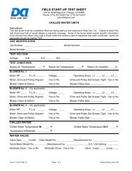 Field Start-up Test Sheet Chilled Water Units - Data Aire