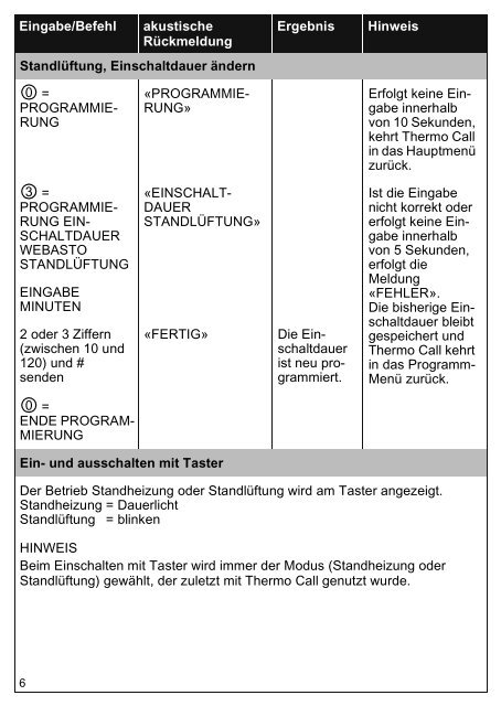 Betriebsanweisung Thermo Call TC1 - Standkachel