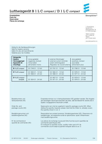 LuftheizgerÃ¤t B 1 LC compact / D 1 LC compact - Espar