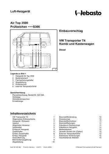 Luft-HeizgerÃ¤t Air Top 3500 PrÃ¼fzeichen ~~~S306 ... - VW-Bus-T4.de